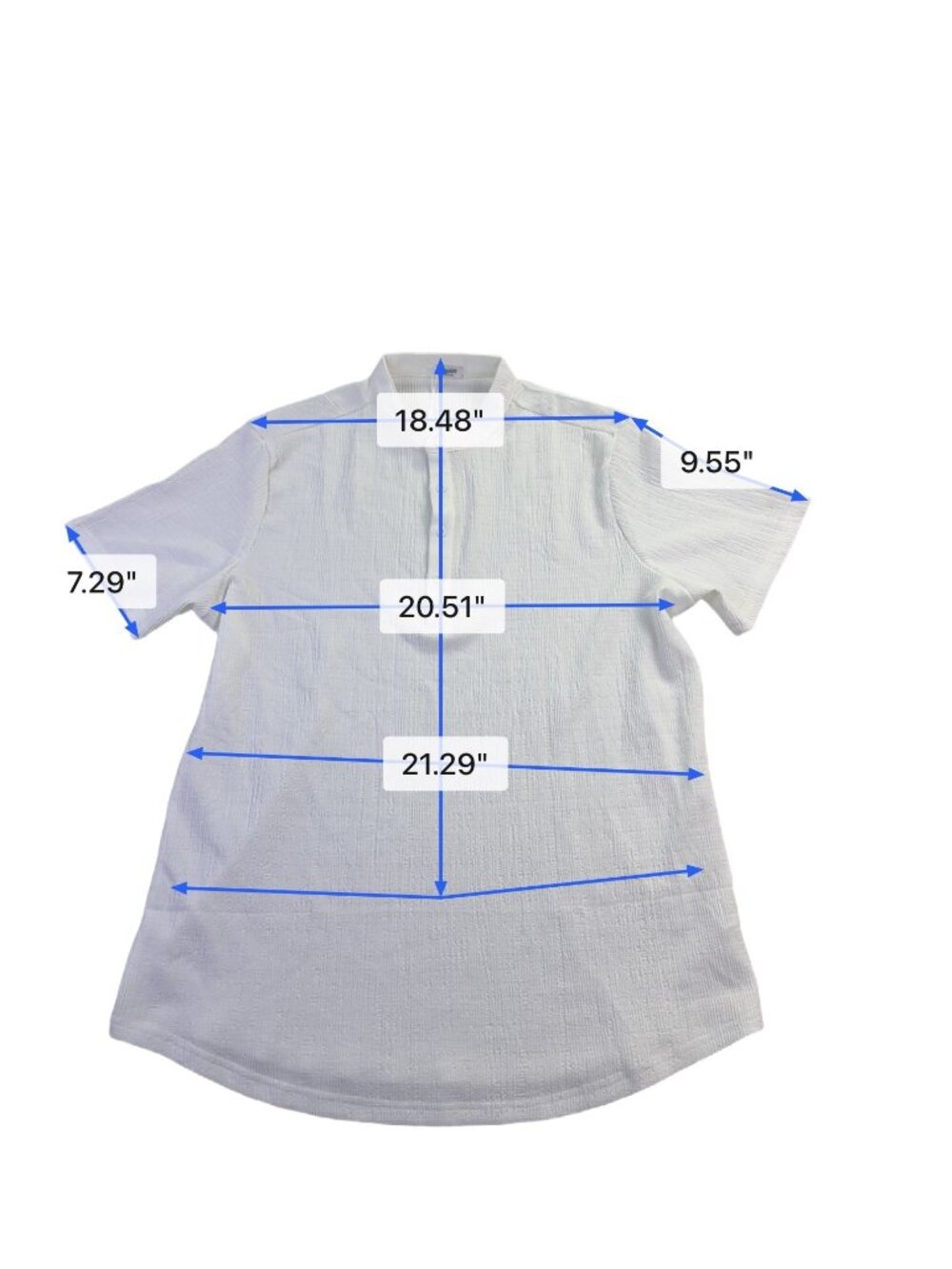 Coofandy Men White  Short Sleeve Stand Collar Shirt Size L - Picture 6 of 6